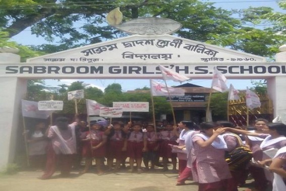 Sabroom Girls School Students boycott classes and demanding for Subject Teachers  